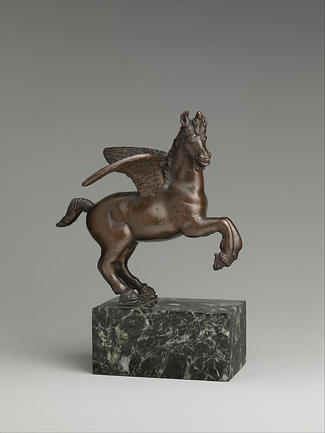 Pegasus, a Northern Italian bronze from 1575–1599. A winged horse makes the lopsided comparison easy to picture.